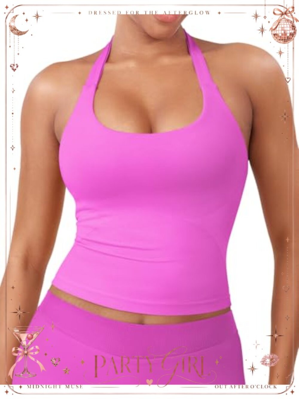 Halter Tank Top Built-in Bra Padded Backless Activewear Gym Top